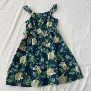 Old Navy Dress Girls 5T Floral Linen Cottagecore Maxi